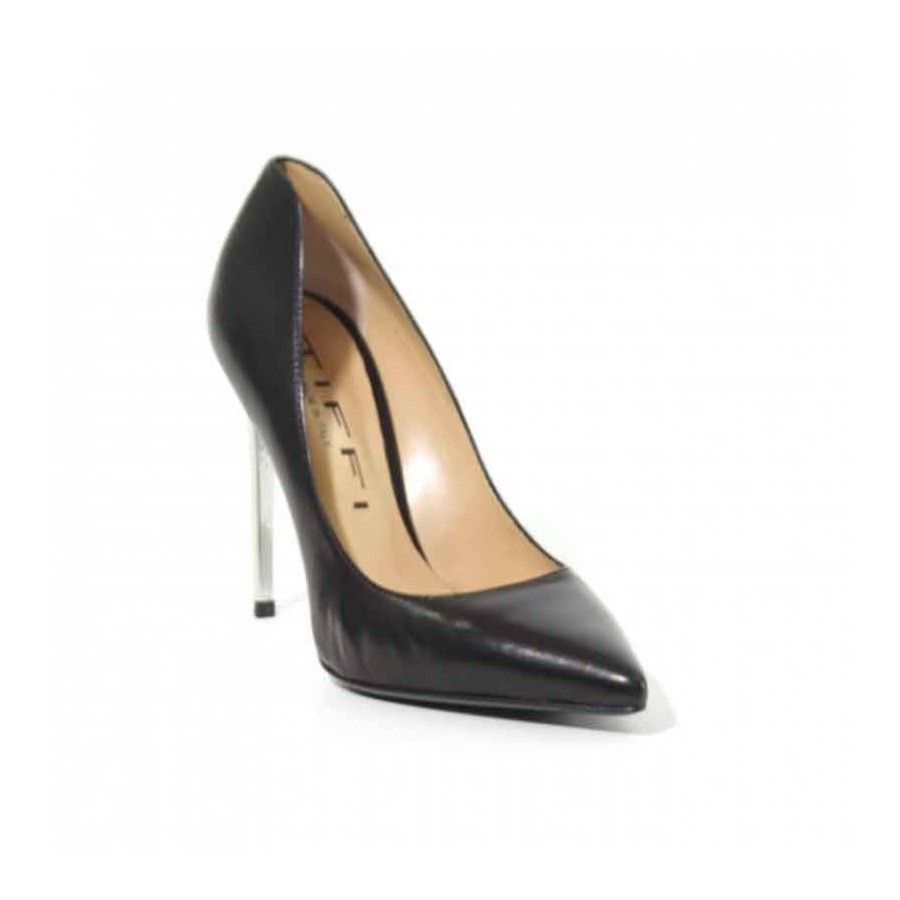 Tiffi scarpa donna decoltè in pelle colore nero su tacco 10 cm
