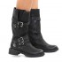 Lemarè tronchetto donna in pelle nera con borchie frontali chiusa con zip