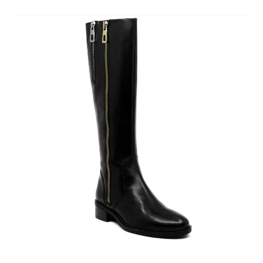 Elvio Zanon stivale cavallerizzo donna inpelle nero con zip decorative