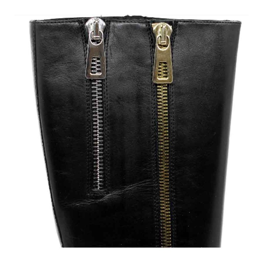Elvio Zanon stivale cavallerizzo donna inpelle nero con zip decorative