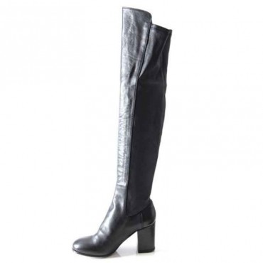 Lemarè stivale donna corsaro tacco pelle  ed elasticizzato nero