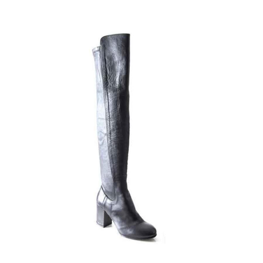 Lemarè stivale donna corsaro tacco pelle  ed elasticizzato nero