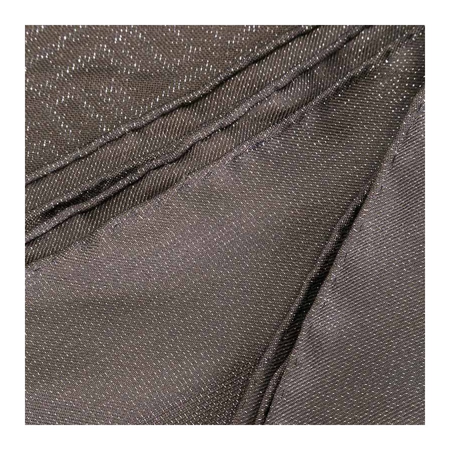 Fendi stola donna in seta e lurex jacquard grigio asfalto con doppio logo F new zucca