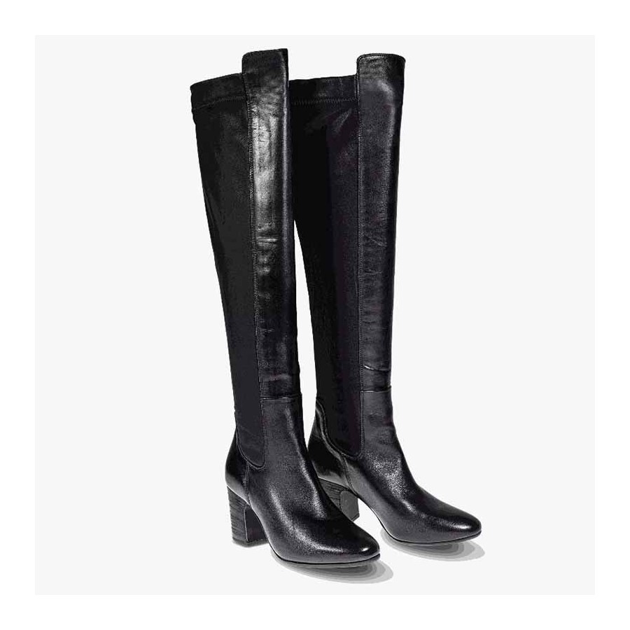 Dei colli stivale donna oltre ginocchio in pelle ed elasticizzato colore nero