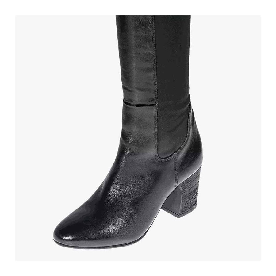Dei colli stivale donna oltre ginocchio in pelle ed elasticizzato colore nero
