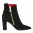 Tiffi tronchetto donna camoscio nero rosso con zip decorativa