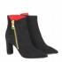 Tiffi tronchetto donna camoscio nero rosso con zip decorativa