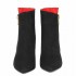 Tiffi tronchetto donna camoscio nero rosso con zip decorativa