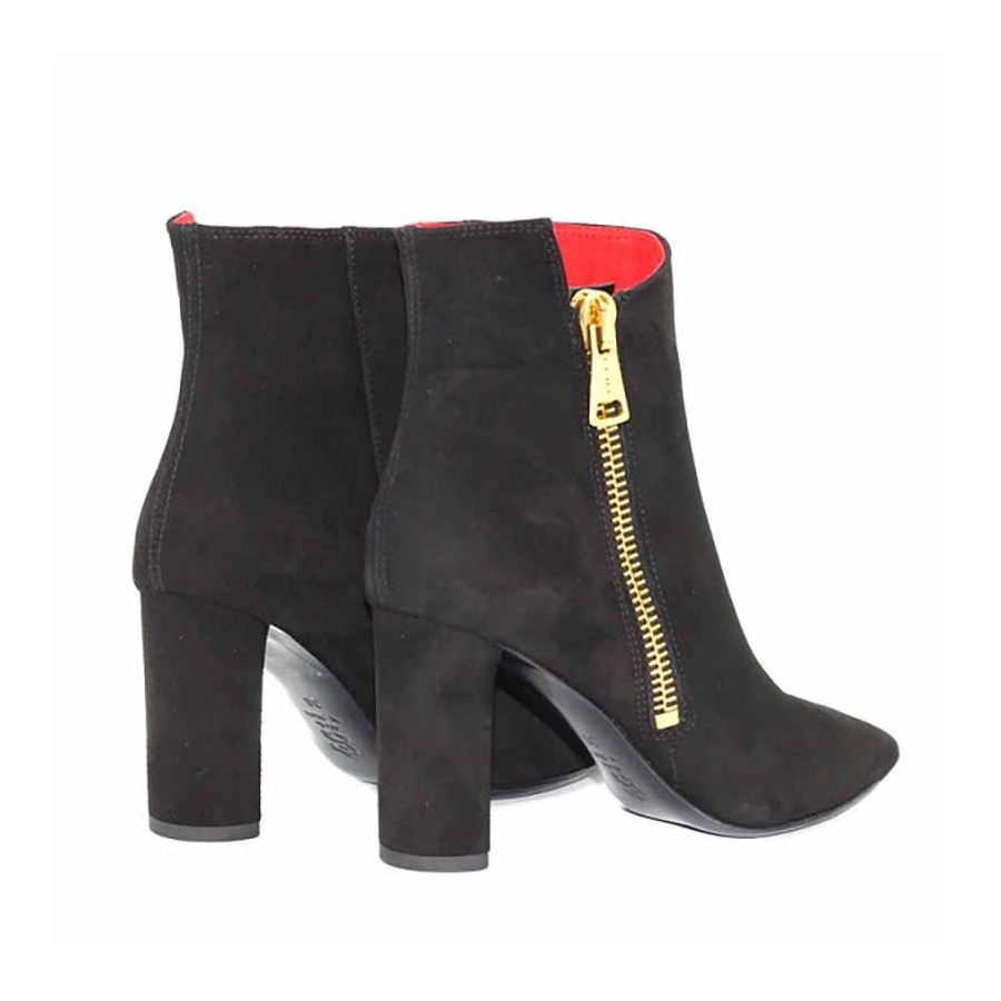 Tiffi tronchetto donna camoscio nero rosso con zip decorativa