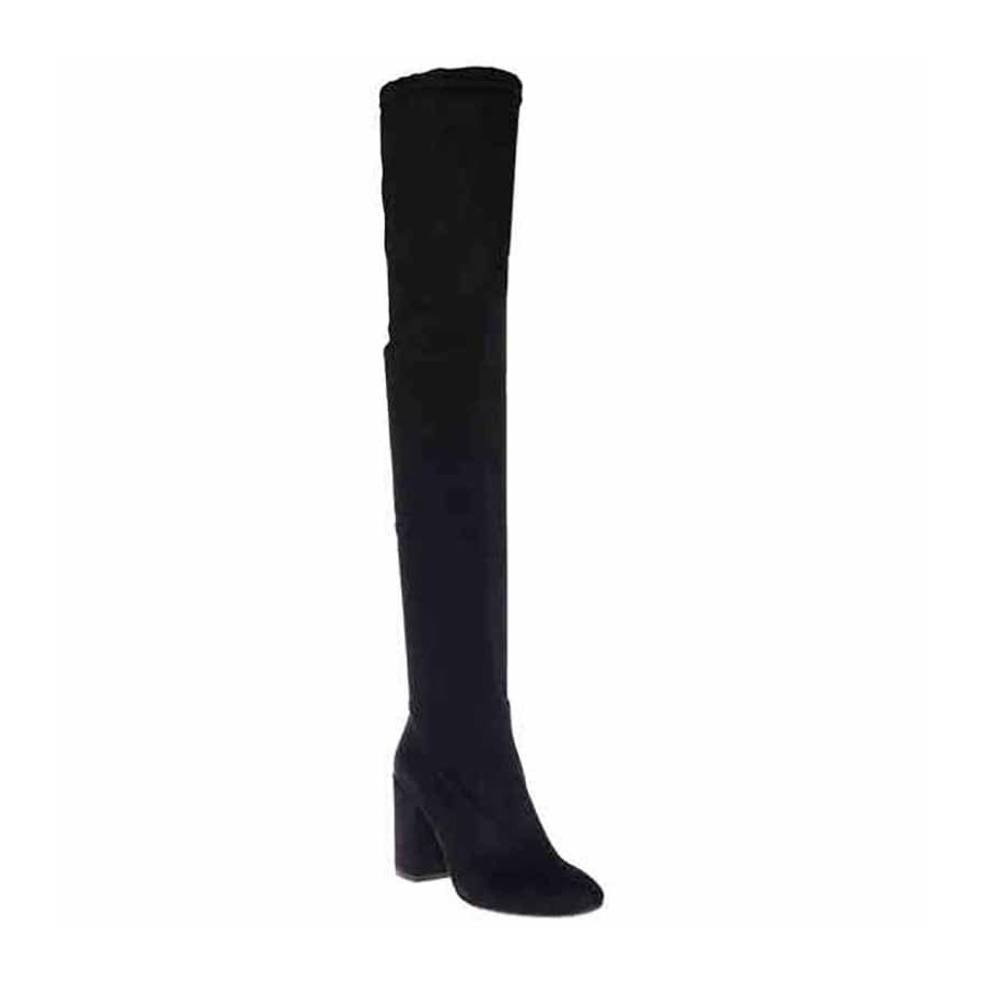 Tiffi stivale donna camoscio ed elasticizzato nero con laccetto alla gamba