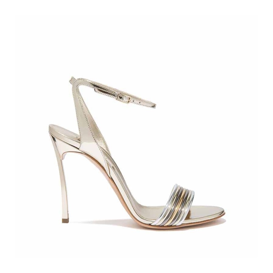 sandali eleganti color platino