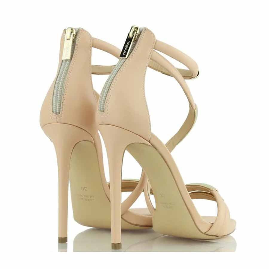 Ninalilou sandalo donna tacco pelle nude metallic oro Micol