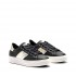 Crime London scarpa donna converse sneaker pelle nera banda metallizzata argento platino Sonik