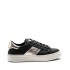 Crime London scarpa donna converse sneaker pelle nera banda metallizzata argento platino Sonik
