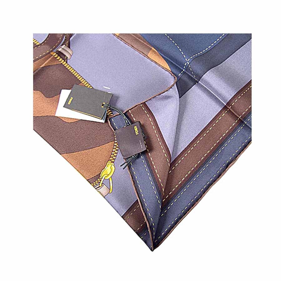 Fendi foulard donna seta stampa two bags blu