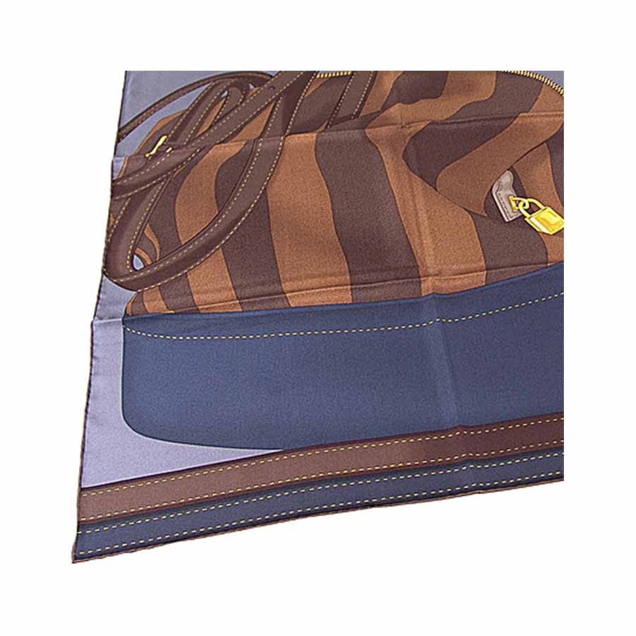Fendi foulard donna seta stampa two bags blu