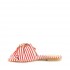 Rago collection sandalo flat ciabattina tessuto bianco rosso swarovski