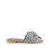 Rago collection sandalo flat ciabattina tessuto bianco nero swarovski