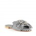 Rago collection sandalo flat ciabattina tessuto bianco nero swarovski
