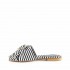 Rago collection sandalo flat ciabattina tessuto bianco nero swarovski