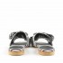 Rago collection sandalo flat ciabattina tessuto bianco nero swarovski