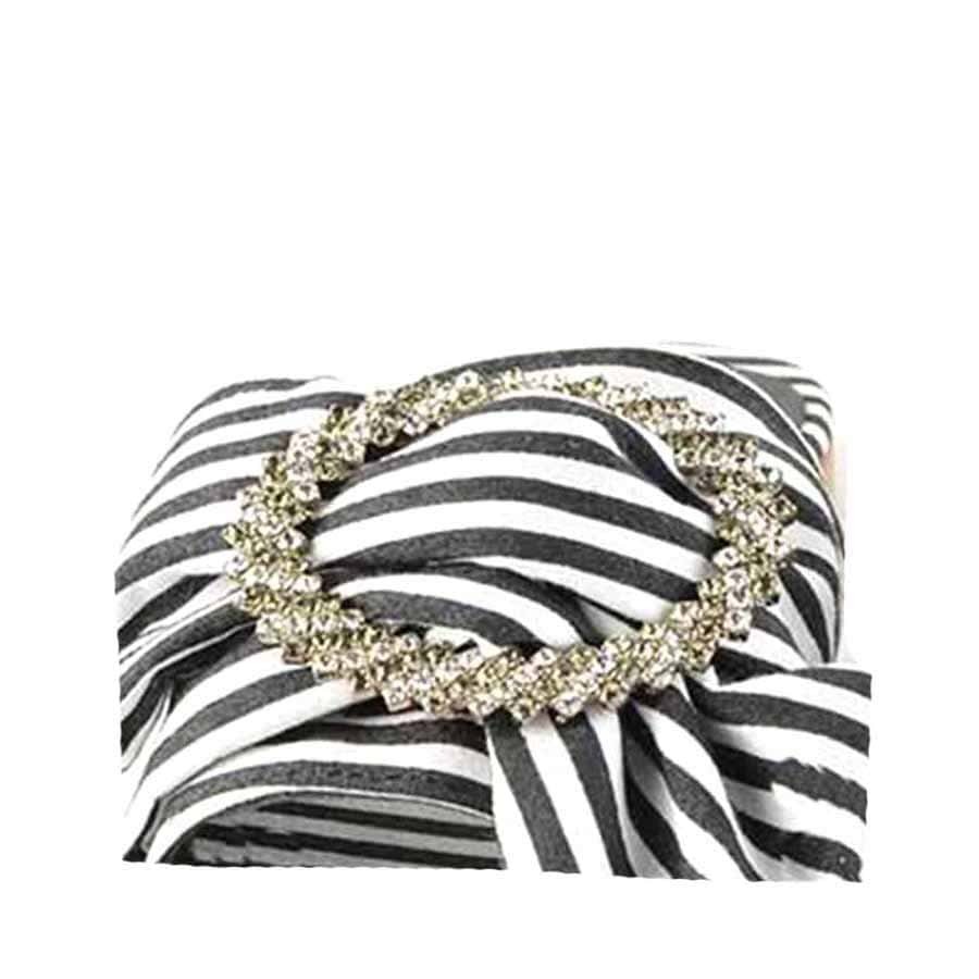 Rago collection sandalo flat ciabattina tessuto bianco nero swarovski