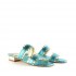 Rago collection sandalo flat ciabattina due fasce pelle stampa pitone verde