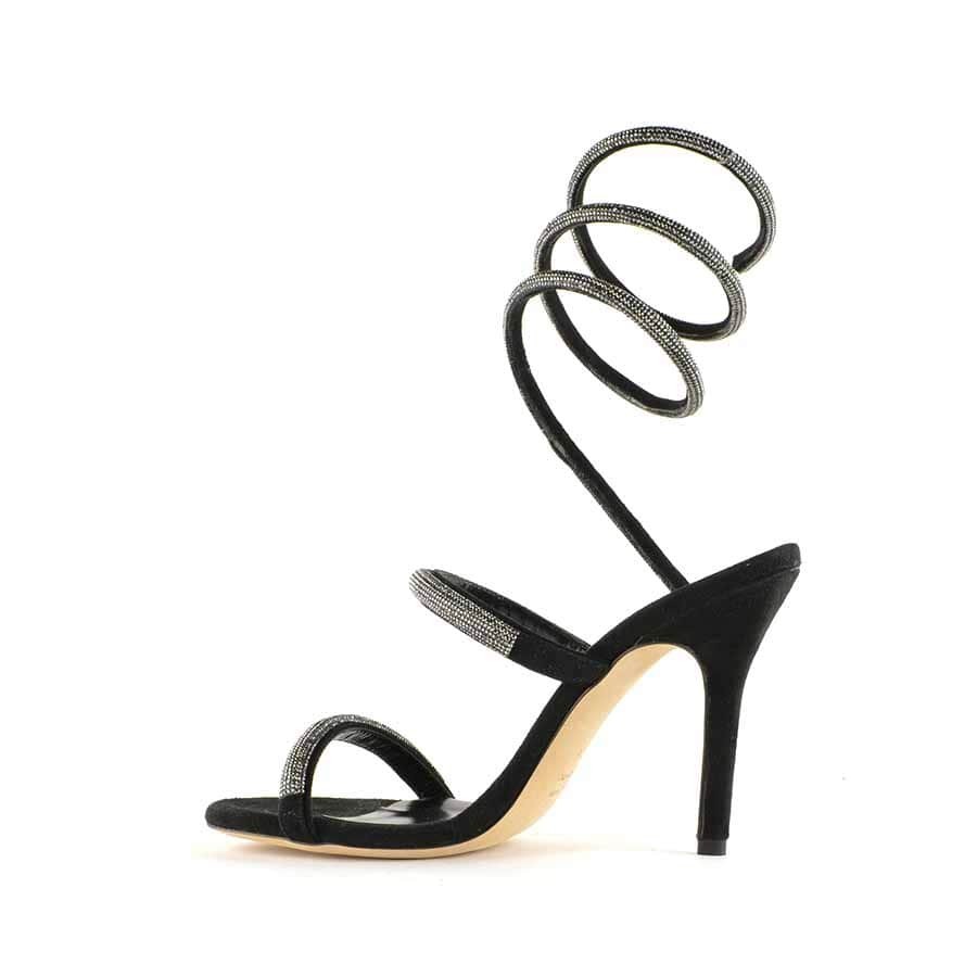 Rago collection sandalo tacco nero strass swarovski