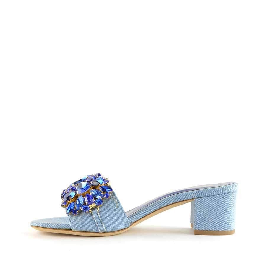 Rago collection sandalo ciabattina denim swarovski