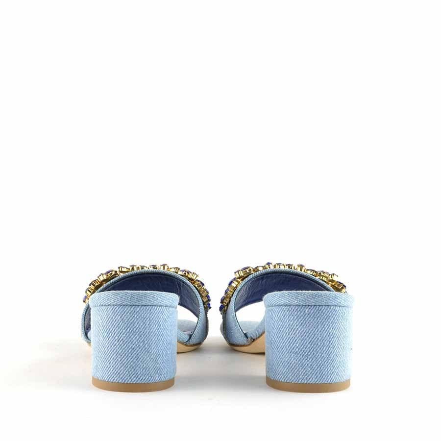 Rago collection sandalo ciabattina denim swarovski
