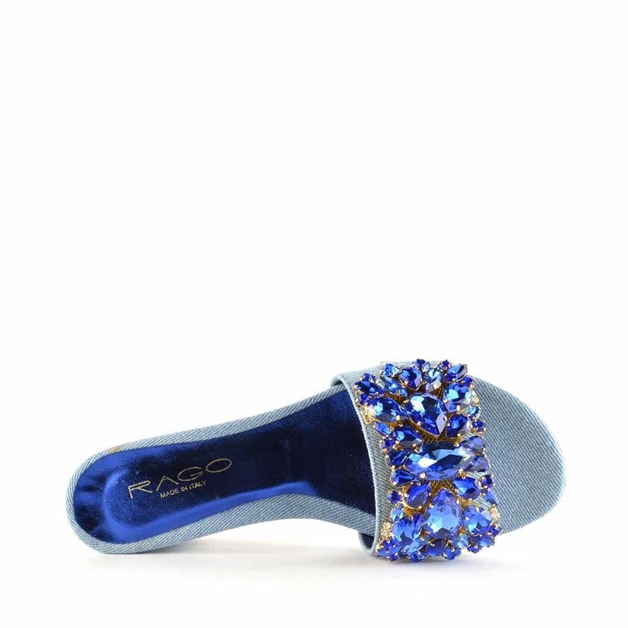 Rago collection sandalo ciabattina denim swarovski