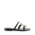 Rago collection sandalo flat monaco tre fasce pelle nero stelle swarovski