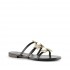 Rago collection sandalo flat monaco tre fasce pelle nero stelle swarovski
