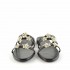 Rago collection sandalo flat monaco tre fasce pelle nero stelle swarovski