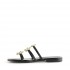 Rago collection sandalo flat monaco tre fasce pelle nero stelle swarovski