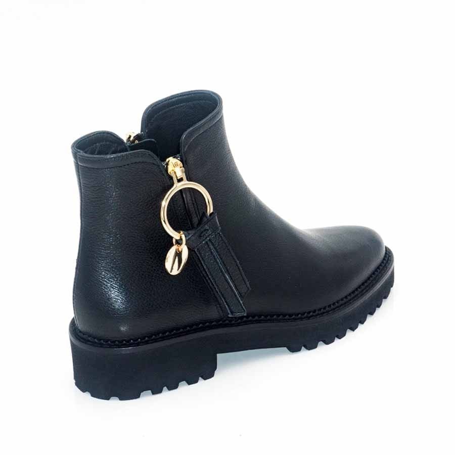 Rago collection tronchetto donna pelle nero grana fondo carro armato