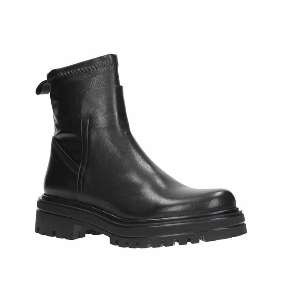 Rago collection tronchetto donna pelle nero fondo carro armato