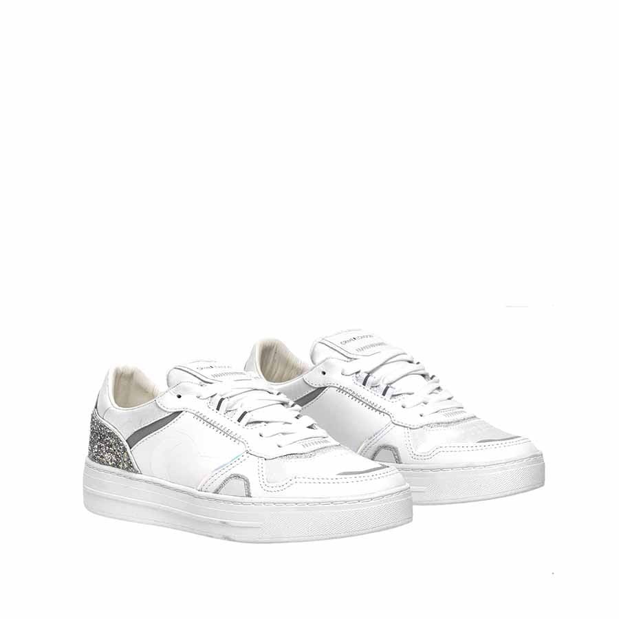 Crime London sneaker low top off court pelle bianca
