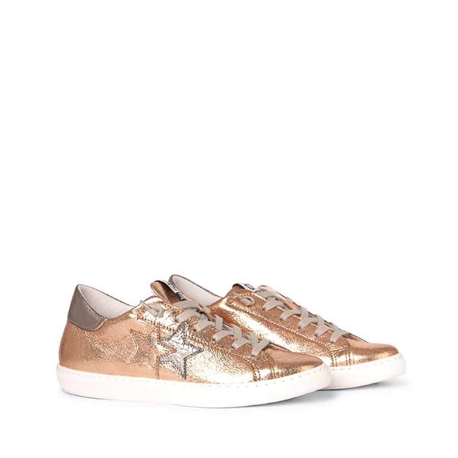 2 Star sneaker donna Low Princess pelle laminata