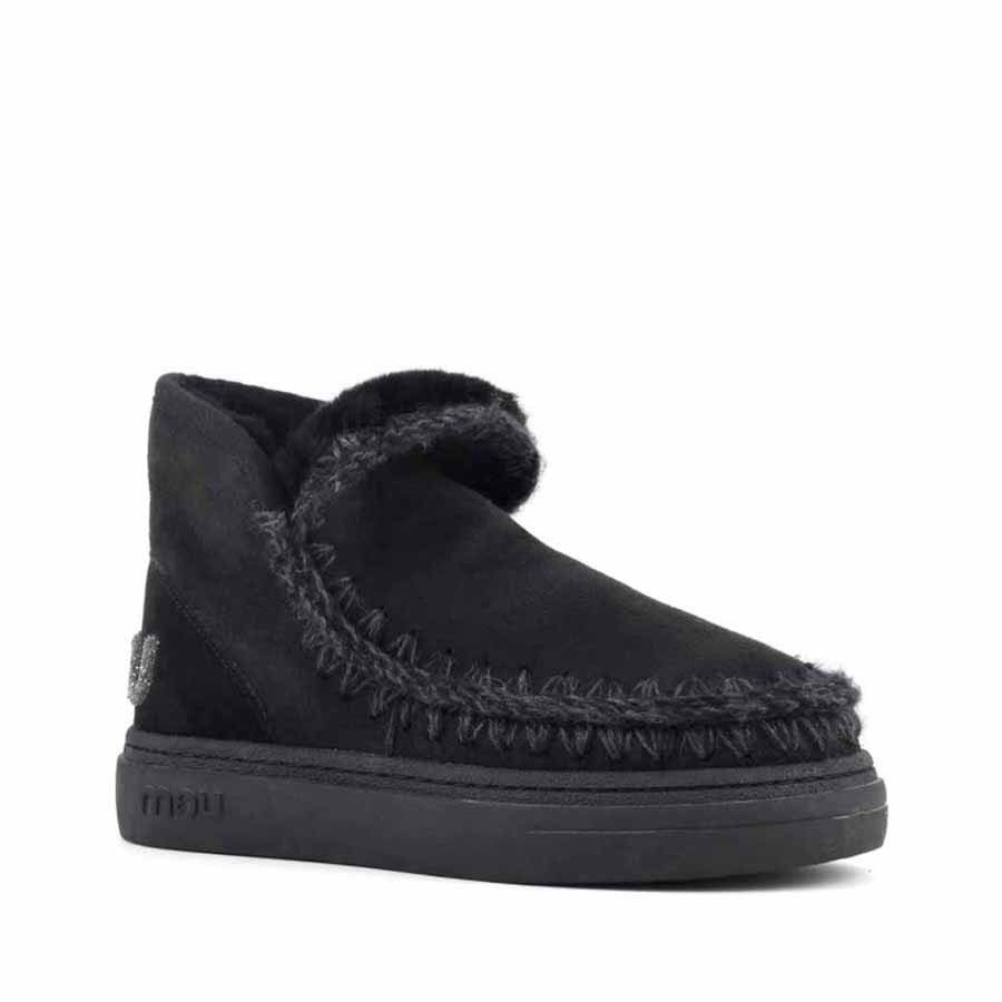 Mou eskimo sneaker Bold women's black sheepskin glitter log