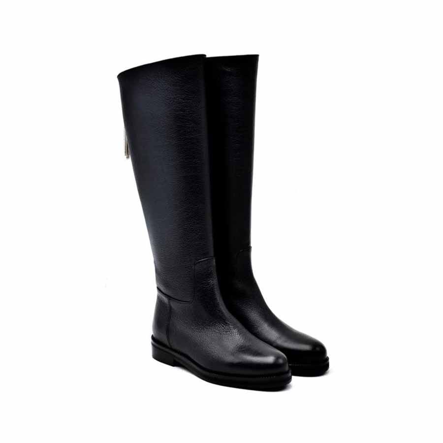 Rago collection women's riding boot black leather pendant