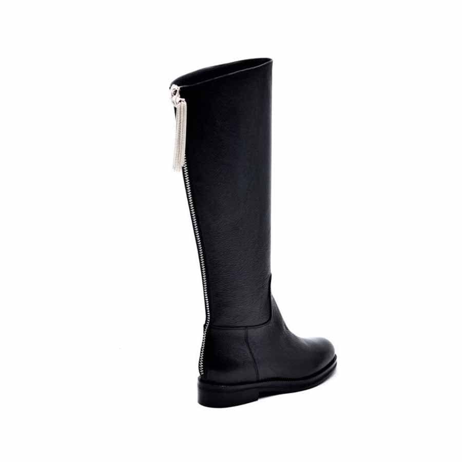 Rago collection women's riding boot black leather pendant