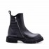 Rago collection women's ankle boot black leather bottom tank mesh