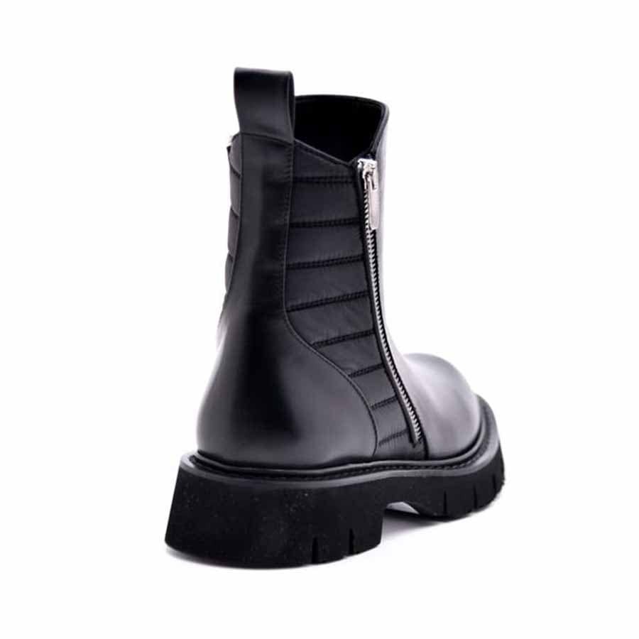 Rago collection tronchetto donna pelle nero fondo carro armato mesh