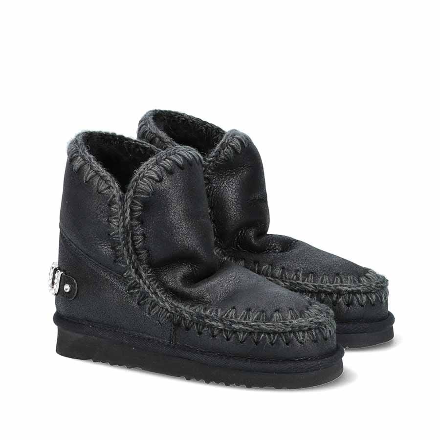 Mou eskimo 18 tronchetto cracked black rhinestones logo
