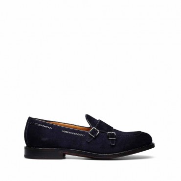 Scarpa doppia Fibbia FABI in camoscio blu lavorazione Flex Goodyear Colore  blue Numero di scarpa EU 41