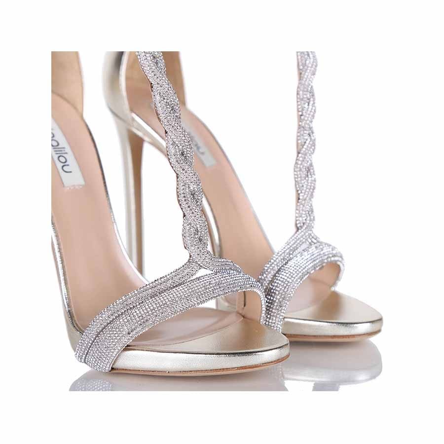 Ninalilou platinum leather sandal Love stass
