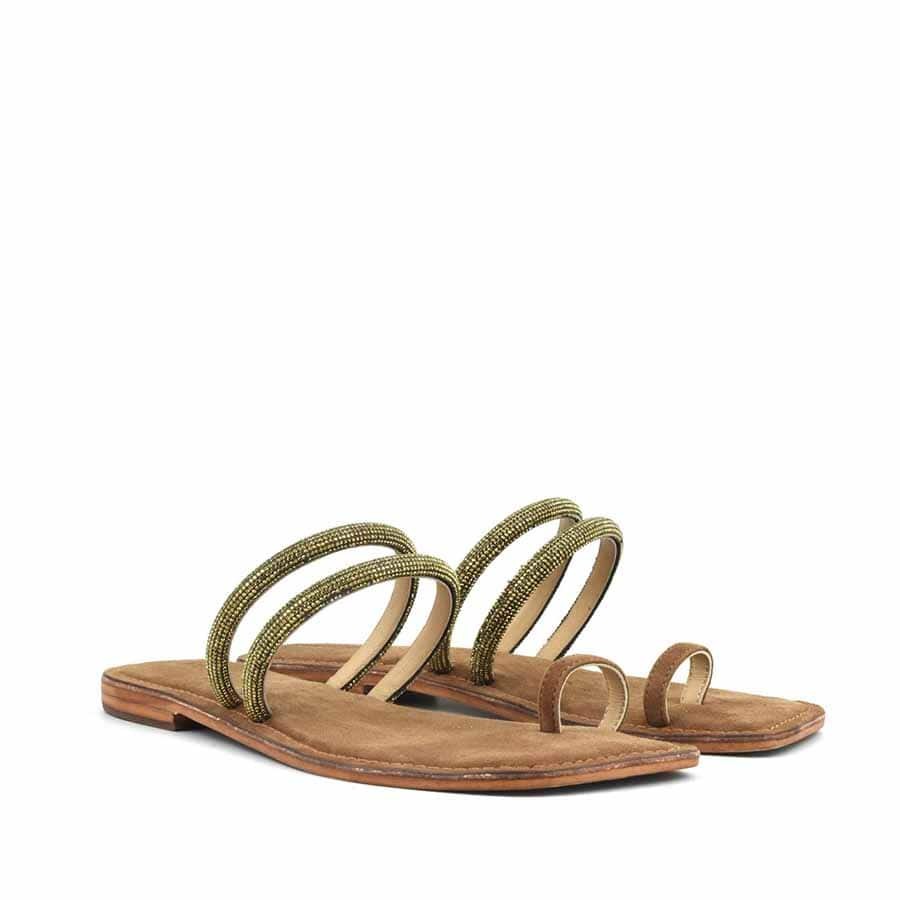 CB Fusion Hotfix gold thong sandal
