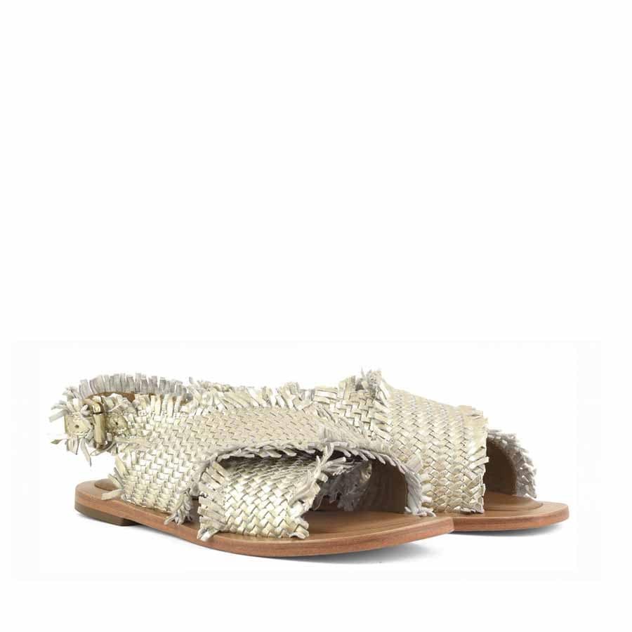 Coral Blue woven flat sandal