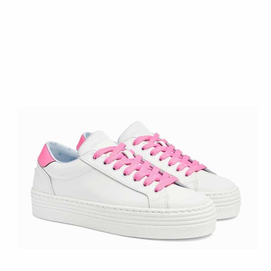 Chiara Ferragni sneakers tennis white pink satin